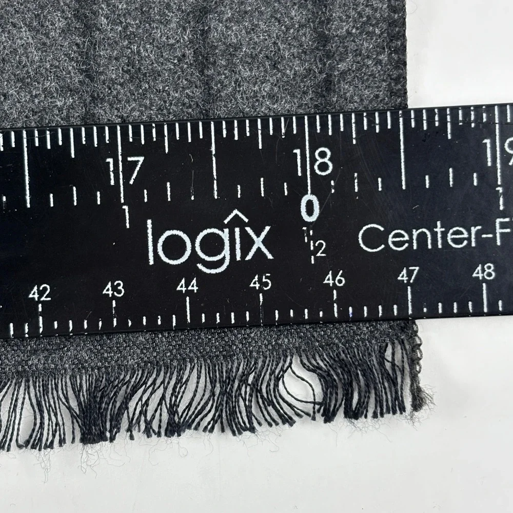 Cashmaire Scarf Mens OS Charcoal Grey Pinstripe Acrylic Fringed 18 x 72 Inches